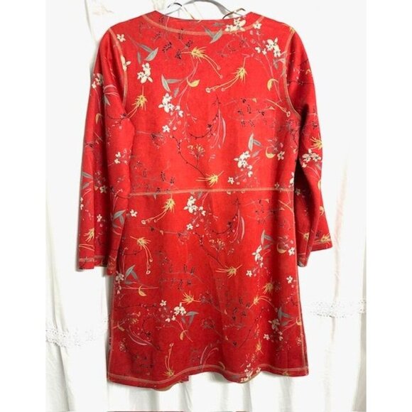 Solitaire Women Floral Boho Faux Suede Open Front Cardigan, Kimono, Jacket S - Picture 3 of 7